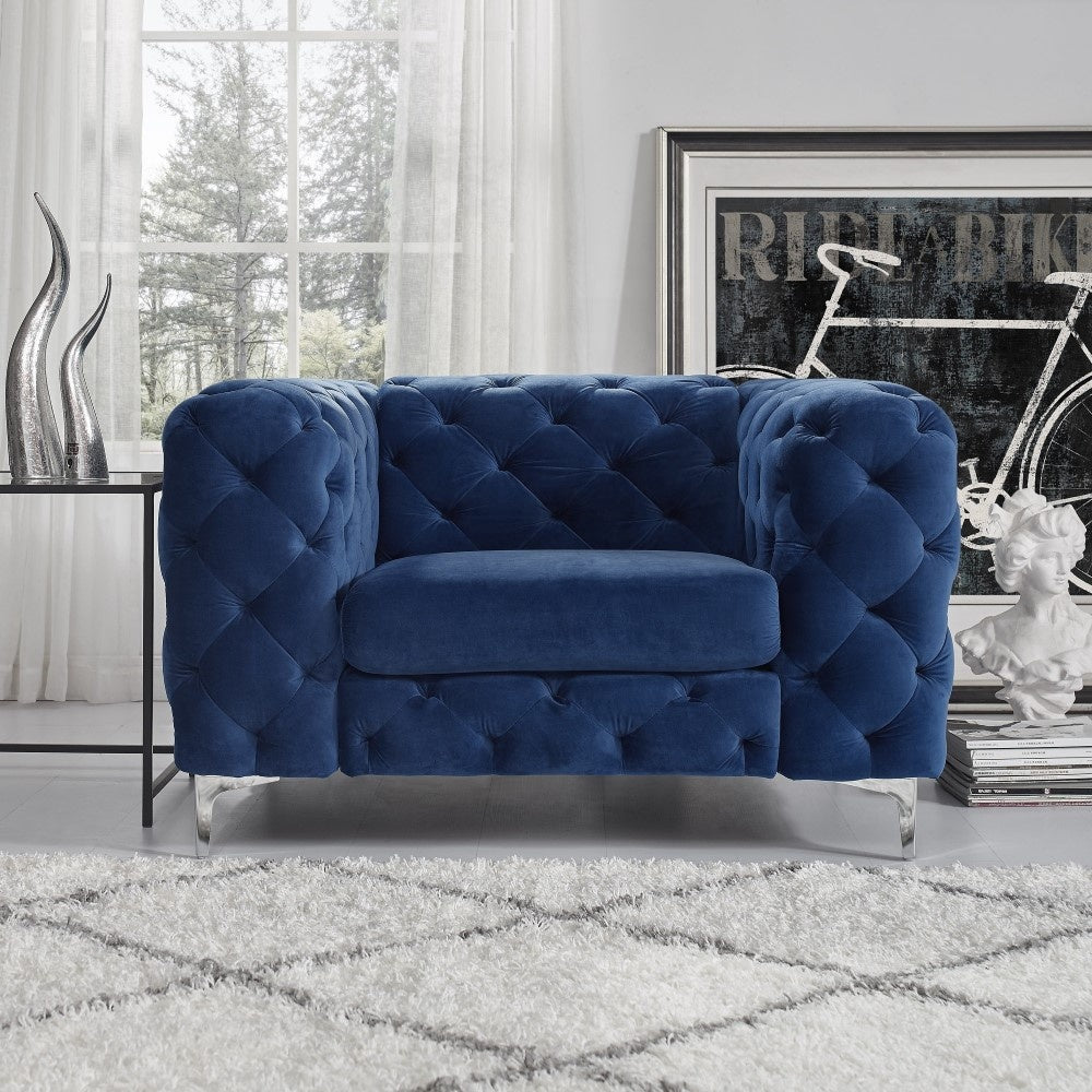 The Rocky Chesterfield Sofas Sets in Luxury Navy Blue Velvet
