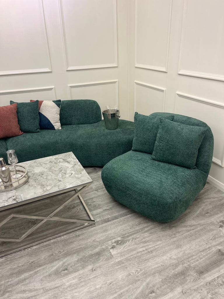Miami Luxury Modern Sofa in Luxury Green boucle fabric