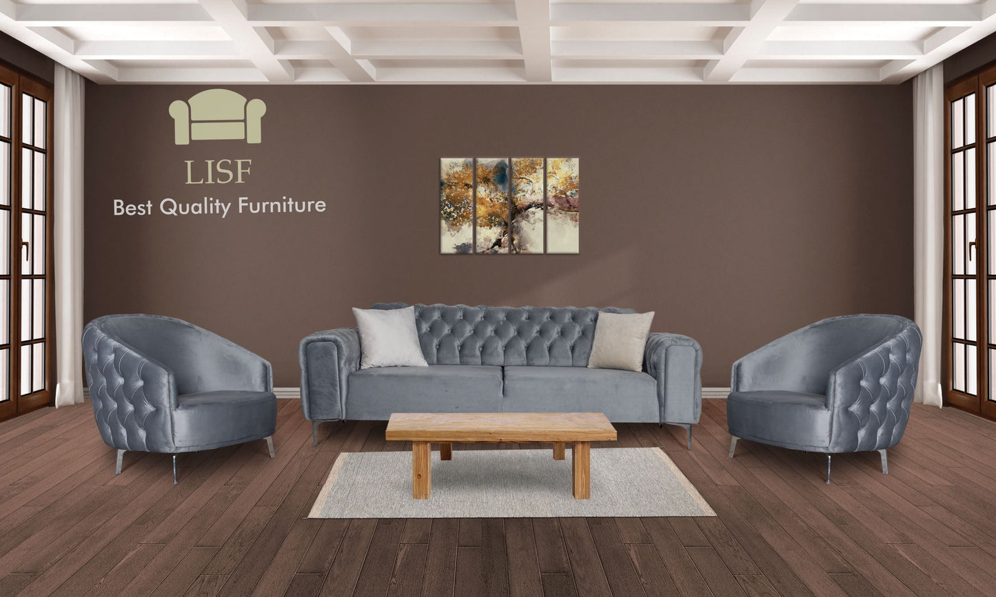 VERONA Sofa sets in Light Grey Velvet