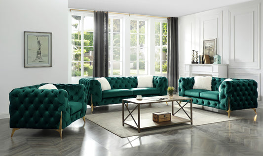 The Rocky Chesterfield Sofas Sets in Luxury Green Velvet